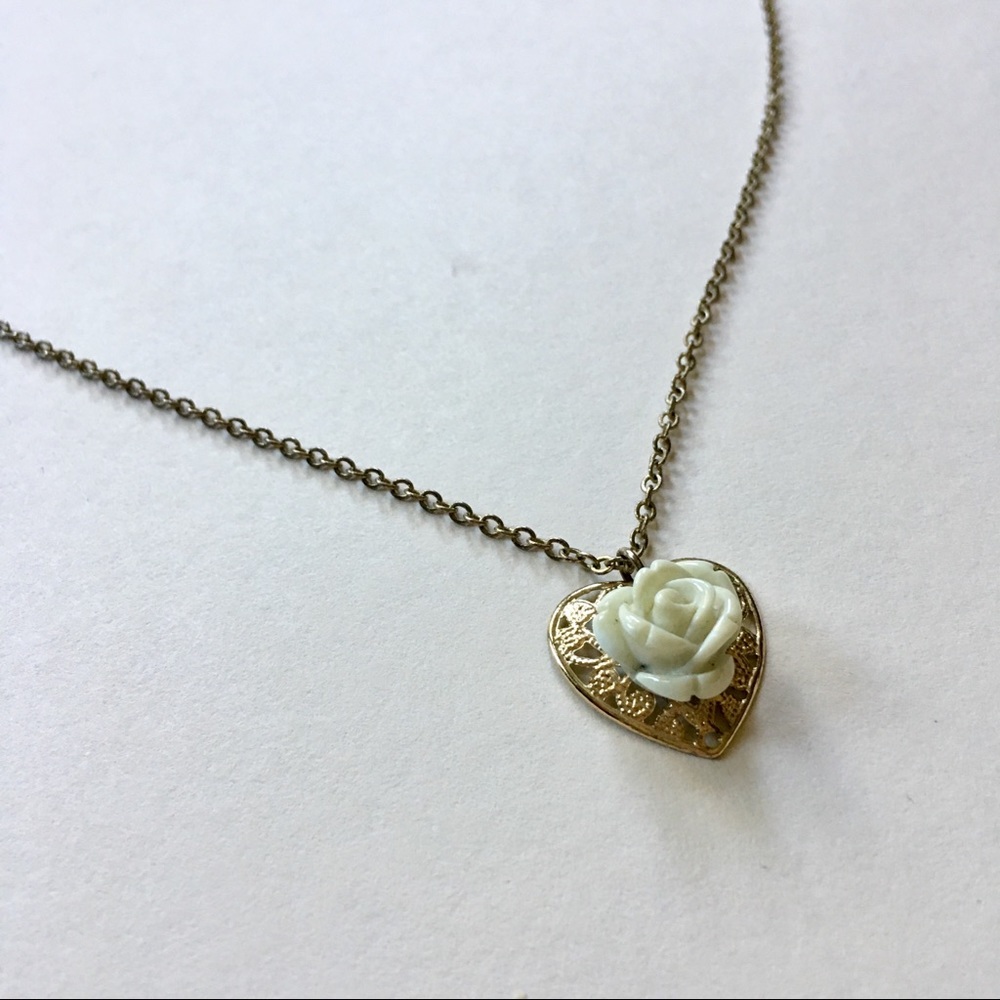 UO Mint Hearts & Flowers Necklace